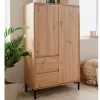 Commode Haute BONIFACIO 2 Portes 2 Tiroirs Chêne Artisan magasin pas cher 22