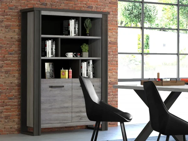 mode pas chere Bibliothèque DEXTER 2 Portes Chêne Bonifacio/anthracite 1