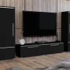 boutique paris Mur-tv AMBROSA 4 Portes Noir Mat Avec Led 28