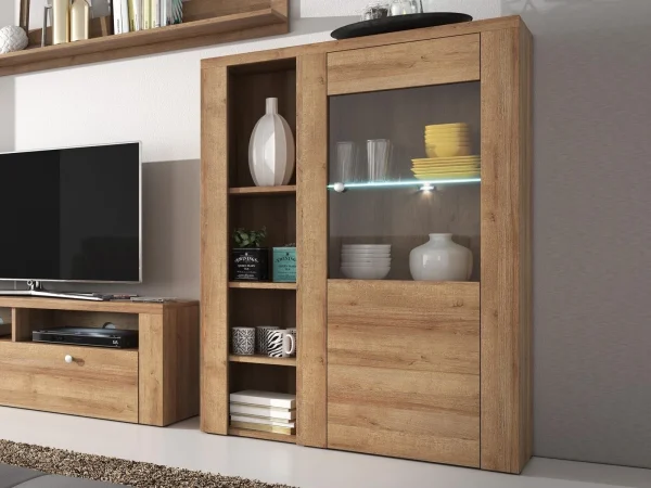 Commode Haute LARZAC 1 Porte Chêne Rivera solde en ligne 1