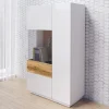 pas cher marque Commode SILAC 2 Portes (gauche) Blanc/chêne Wotan Avec Led 19