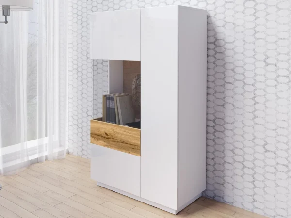 aux meilleurs prix Commode SILAC 2 Portes (gauche) Blanc/chêne Wotan Sans Led 1