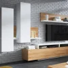 grande marque pas cher Mur Tv-hifi BOTSWANA 2 Tiroirs 2 Niches Blanc /chêne Grandson 20