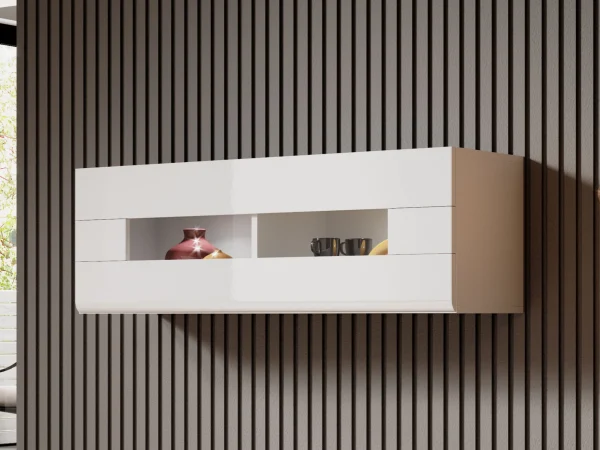 Armoire Murale TOMASSON 1 Porte Battante Blanc/blanc Brillant Avec Led prix pas cher 1