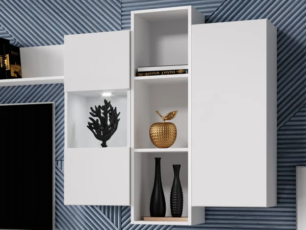 en ligne vente Armoire Murale HELA 3 Niches Blanc Brillant 1