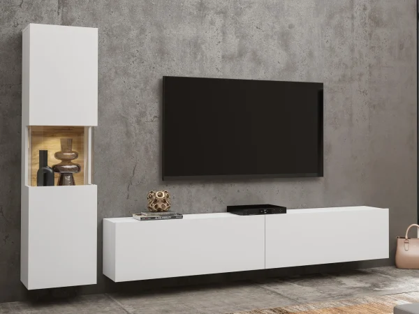 Mur Tv-hifi AVATAR 3 Portes Blanc Avec Led soldes ligne 1