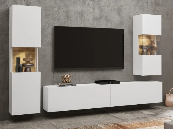 soldes Mur Tv-hifi AVATAR 4 Portes Blanc Avec Led 1