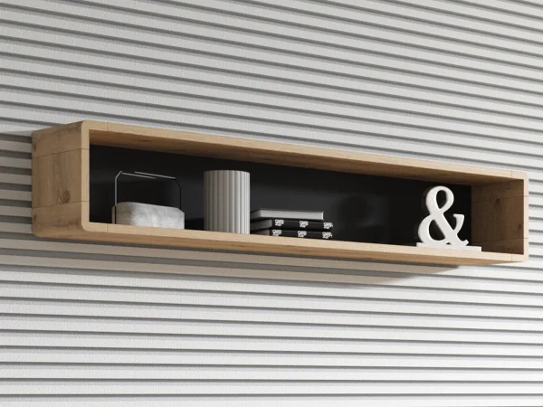 Étagère Murale ASTER 150 Cm Noir Mat/chêne Taurus magasin solde 3