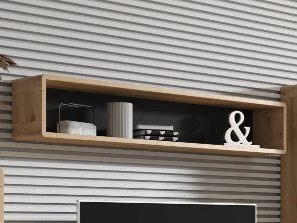 Étagère Murale ASTER 150 Cm Noir Mat/chêne Taurus magasin solde 1
