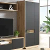 Armoire ASTER 3 Portes Noir Mat/chêne Taurus boutique pas cher 14