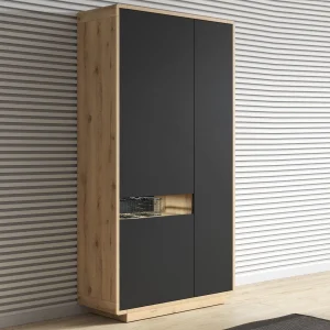 Armoire ASTER 3 Portes Noir Mat/chêne Taurus boutique pas cher 12