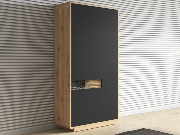 Armoire ASTER 3 Portes Noir Mat/chêne Taurus boutique pas cher 3