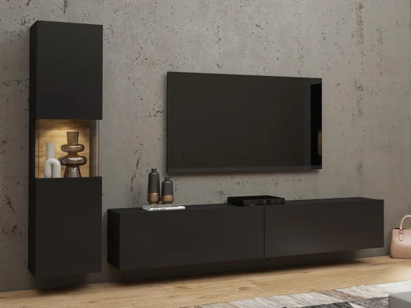 Service Clients Dédié Mur Tv-hifi AVATAR 3 Portes Noir Avec Led 1