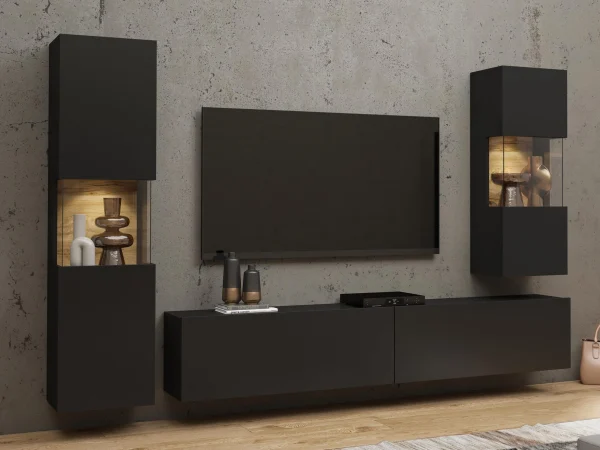 dernières Mur Tv-hifi AVATAR 4 Portes Noir Avec Led 1