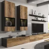 Mur Tv-hifi BABEL 5 Portes Noyer/chêne Grisé Avec Led Nouveau 20