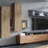 site pas cher Mur Tv-hifi BOTSWANA 2 Tiroirs 2 Niches Anthracite/chêne Ribbec 20