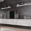 Mur Tv-hifi BOGDAN 3 Portes Blanc/blanc Brillant Nouvelle tendance 11