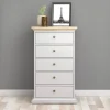 Retour gratuit en magasin. Commode PARISA 5 Tiroirs Blanc/chêne 17