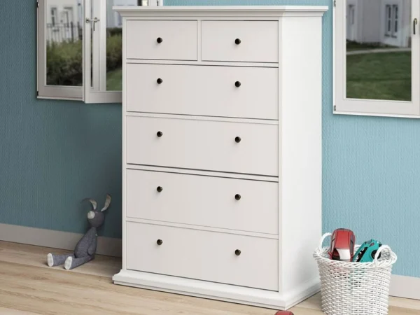 Commode PARISA 6 Tiroirs Blanc luxe soldes 1