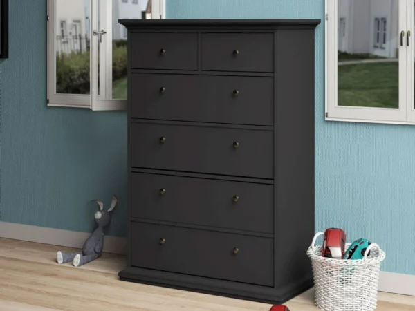 soldes en ligne Commode PARISA 6 Tiroirs Gris Foncé 1