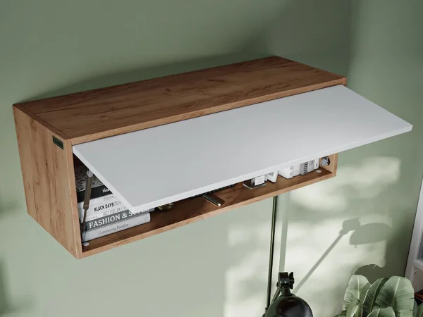 Top ventes Armoire BARIO 1 Porte Abattante Chêne Doré/blanc Mat 1