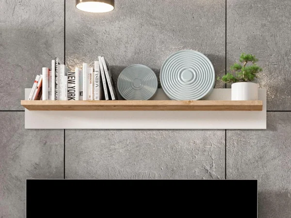 Étagère Murale BRILLAT 120 Cm Blanc/chêne Ribbec boutique en france 1