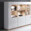 Commode Haute FUTURO 3 Portes Blanc Mat/blanc Laqué vente luxe pas cher 17