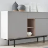 Commode INOXO 2 Portes 1 Tiroir Gris Clair/chêne Jackson magasins pour 22