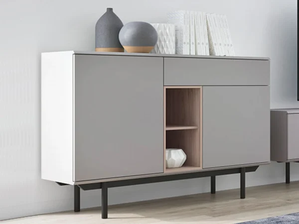 Commode INOXO 2 Portes 1 Tiroir Gris Clair/chêne Jackson magasins pour 1