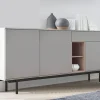 Commode INOXO 3 Portes 1 Tiroir Gris Clair/chêne Jackson Dernières Nouveautés 22