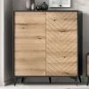 Commode Haute ADAMAS 2 Portes Noir/chêne Evoke Pas Cher Magasin Soldes 20