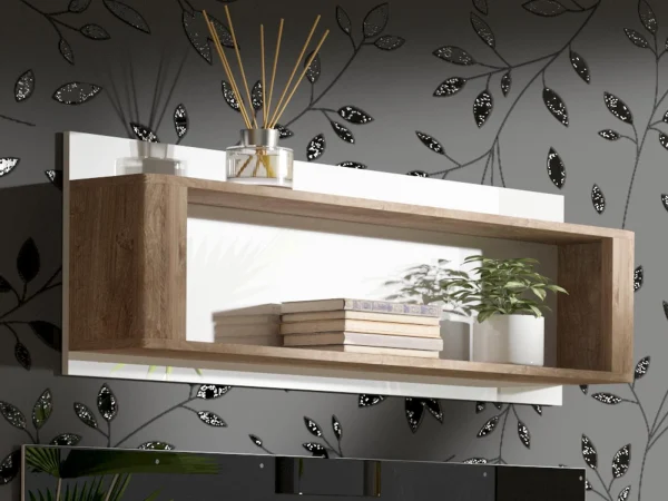 magasin paris Étagère LIVOCO 120 Cm Chêne Ribbec/blanc 1
