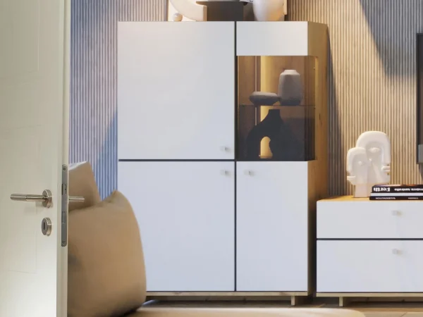 Armoire MODO 3 Portes Chêne Artisan/blanc Alpin Sans Led grande promotion 1