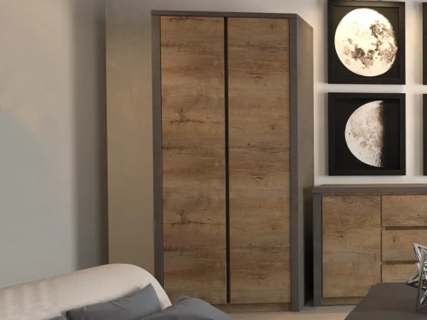 Armoire MONTY 2 Portes Chêne Lefkas/gris en ligne 1