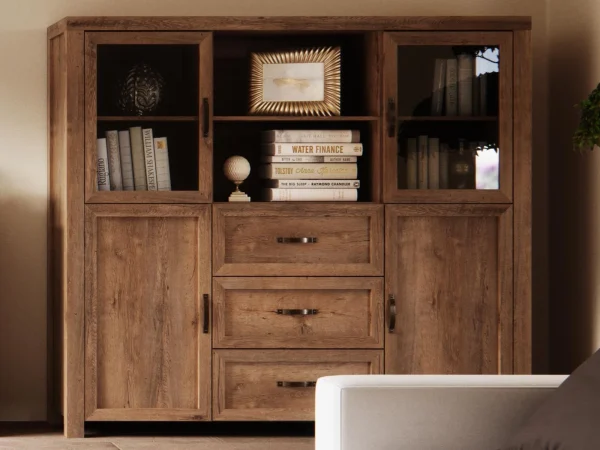 Armoire NEVAS 4 Portes 3 Tiroirs Chêne Lefkas vente luxe pas cher 1