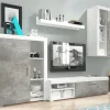 REMISE allant jusqu. Mur TV OLIVIA 3 Portes Blanc/gris Marbre 19