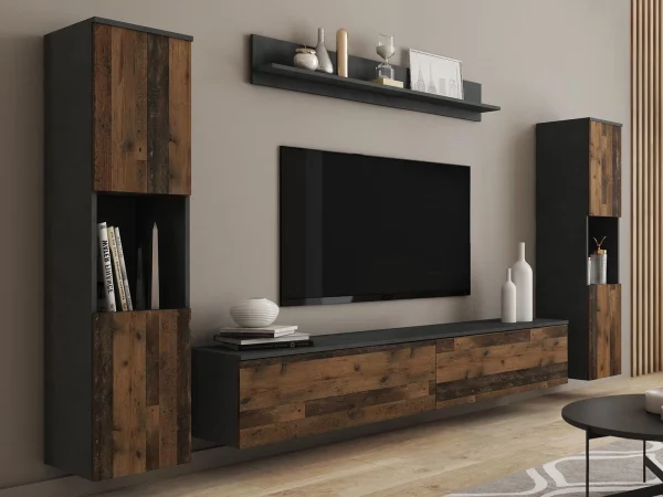 Mur Tv-hifi PARLO 6 Portes Matera/old Style soldes pas cher 1