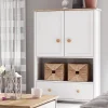 acheter en ligne Vaisselier SHELLY 2 Portes 1 Tiroir Blanc/chêne Nash 23
