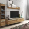 Mur Tv-hifi VITTORIO 4 Portes Chêne Wotan Avec Led excellents soldes 11
