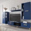 Retour Gratuit Mur Tv-hifi MODESTE 4 Portes Bleu Foncé 20