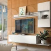 Retour Gratuit Mur Tv-hifi CETEMA 3 Portes Blanc Avec Led 14