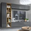 Mur Tv-hifi KONATE 3 Portes Gris/chêne Artisan grossiste en ligne 10