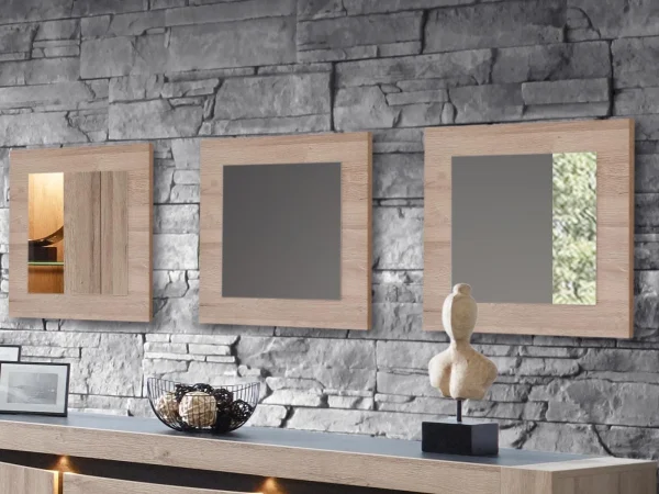REMISE allant Lot De 3 Miroirs WILSON Chêne Français 1