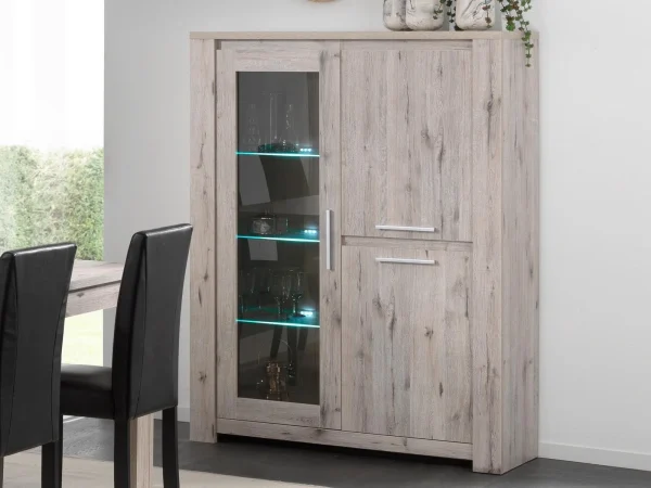 soldes magasin Vitrine WARRIOR 4 Portes Chêne Gris 1