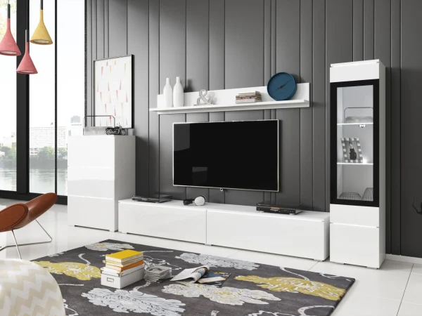 prix pas cher Mur Tv-hifi VITTORIO 7 Portes Blanc Brillant Sans Led 1
