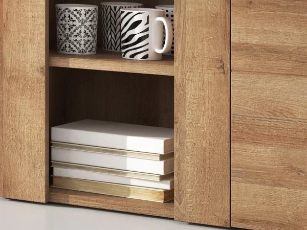 Commode Haute LARZAC 1 Porte Chêne Rivera solde en ligne 3