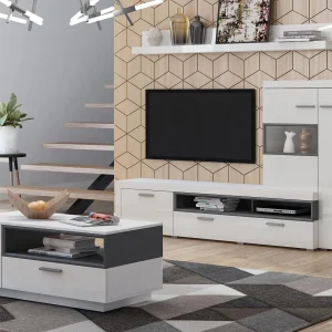 REMISE allant Mur Tv-hifi CARLOS II 4 Portes Blanc/blanc Brillant 9