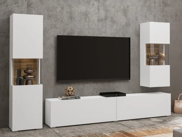 Armoire Murale AVATAR 1 Porte Blanc Avec Led magasins pas chers 3