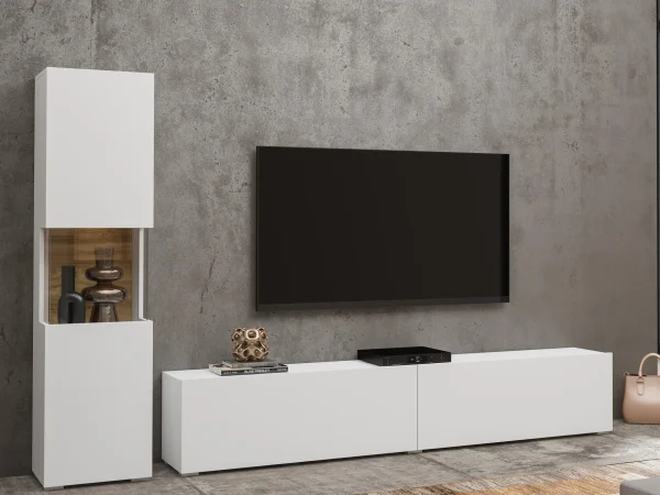Mur Tv-hifi AVATAR 3 Portes Blanc Avec Led soldes ligne 3