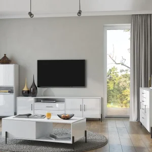 Armoire RUMA 4 Portes Blanc/blanc Brillant Top ventes 10